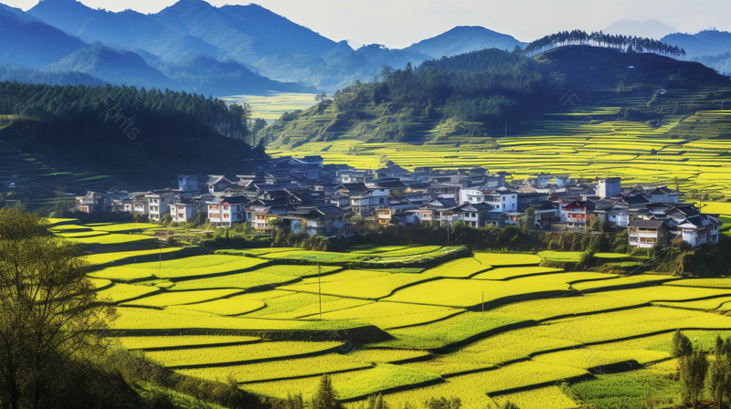 新时代偏远地区山脚下的新农村,高清,摄影图,摄影图片,图片大全,摄影图免费下载